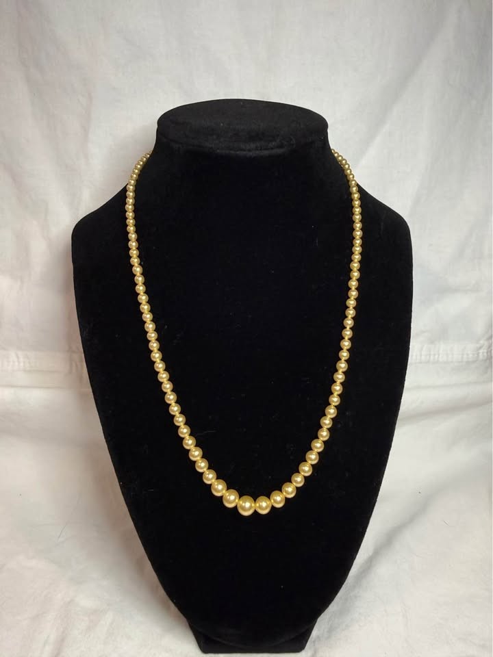 Vintage Sterling Silver 925 Clasp Gold Faux Pearls