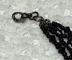 Vintage 90’s Y2K Early 2000’s Black Glass Bead Woven Choker Necklace Goth