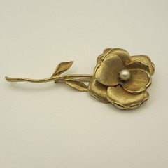 Vintage Francois By Coro Brooch Flower Textured Gold Tone Statement Large 4 Inch