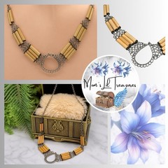Vintage Style Light Wood Design Women’s Choker Fashion Necklace