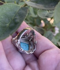 JTV Blue Composite Turquoise Rhodium Over Silver Ring .18ctw Size 10