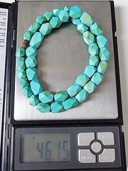 Vintage USSR Turquoise Graduated Necklace Armkvartssamotsvety Soviet Armenia 46g