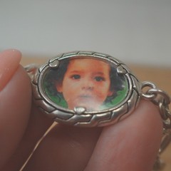 Y2K Photo Locket Charm Bracelet Silver Tone Picture Love Retro Chunk Jewelry