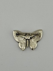 Vintage Pale Gold Tone Yellow Enamel Butterfly Brooch 1.25” 8.2g