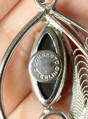 Vintage Sorrento sterling silver filigree hematite Pendant
