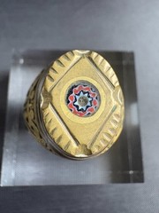 Handmade Tuareg Brass Ring Geometric Patterns & Rosette Motif Ring Size 11 US