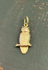 Vintage Owl Charm Necklace Pendant Brass Metal Stamping Charm Vintage Jewelry