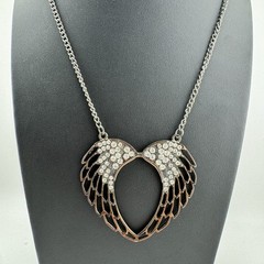 Vintage Angel Wing Rhinestone Necklace Y2K Glamorous Statement Avant Garde