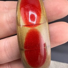 Vintage Bangle Bracelet Red Enamel Brass Tone 8.5”