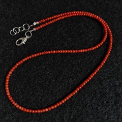 Natural Italian Sea Red Coral 2’mm Smooth Round Beads Necklace Natural Red Color