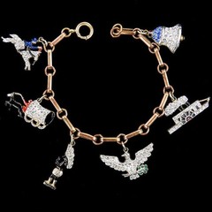 VTG 1930’s Lester Gaba Coro Designer RhineStone Patriotic Liberty Bell Brooch