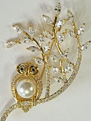 Crystal Rhinestone Owl Flamingo Brooch Pin Glass Vintage LOT Bird Peacock Clear