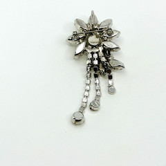 VTG Brooch Rhinestone Flower Prong Set Pendant Stunning Unsigned Beauty 3.5″