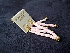 VINTAGE HYPO-ALLERGENIC PINK FRESH WATER RICE PEARL STRANDS STUD DANGLE EARRING