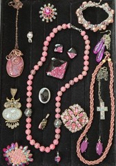 Vintage To Now Necklace Bracelet Brooch Earring Lot Mauve Purple Pink