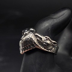 Viking Odin Wolf Ring Silver Tone Size 10.75