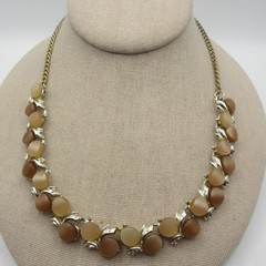 Vintage Thermoset Necklace Brown Gold Tone 20 Inches