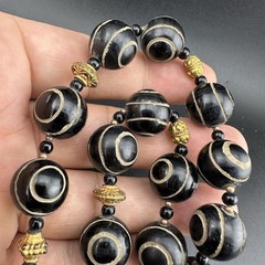 Lot 27 Ethnic Pyu Etched Agate Eye Beads Natural Stone Agate Beaded Necklace