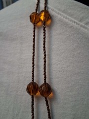 Amber Colored Small and Large Bead Necklace 28in Long