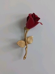Vintage Avon Rose Brooch Gold Brass Pin 1980s 1990s 1970s Costume Jewelery