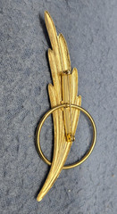 Art Deco Feather Brooch Pin 3.5 In Gold Elegant Vintage Glam Chic Retro Gift