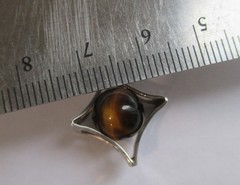 1.5in SMALL VINTAGE STERLING SILVER FINLAND MODERNIST PENDANT TIGER’S EYE ORB
