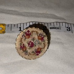 Vintage Floral Embroidered Gold-Tone Cuff Link