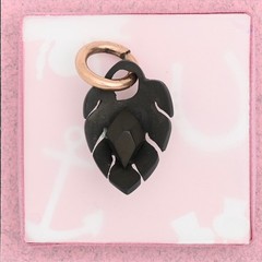 Antique Victorian Upcycled Vulcanite Feather Rose Gold Filled Pendant