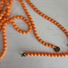 Vintage Necklace Lot of 4 1960s Mod, Japan White Confetti, Orange Hong Kong