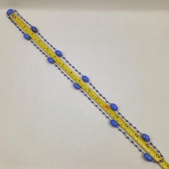 Antique Blue Swirl Glass Flapper Chain Necklace Hand Wired