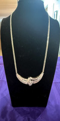 Vintage CU Rhodium Plated Statement Necklace with 1/2 CT Lab Created Diamonds