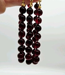 NOLAN MILLER Bracelet Bordeaux Red Glass Bead Rhinestone Vintage Couture 8 in