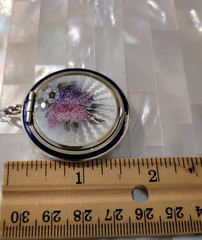 Antique French Guilloche 935 Sterling Silver Enamel Floral Locket Pendant