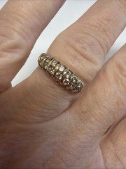 Vintage 10k 2 Row Tension Set Champagne Diamond Ring Size 8