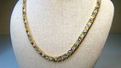 Nice Ross Simons Sterling w Gold Overlay Pastel Jeweled Necklace & Bracelet Set
