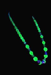 Uranium 18″ Czech faceted AB glass and lampwork bead graduated necklace! Dope!