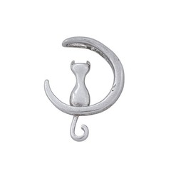 Estate Sterling Silver 925 Cat Moon Pendant