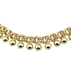 Vintage B&B Gold Filled Curb Chain Necklace Ball Fringe 15.5in Signed
