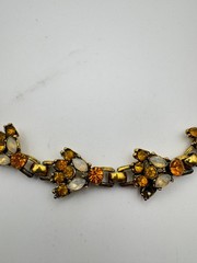 Vintage Rhinestone Bracelet Orange Opalite Link Mid Century MCM READ