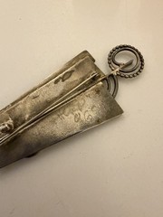 Vintage Lynda Thorpe Signed Mixed Metals & Stone Modernist Brooch Pin 1996