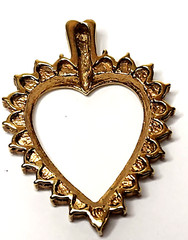 Vintage Gold (no stamp) metal and CZ heart pendant