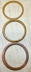 5 Vtg Tested Bakelite Thin Stackable Bangles Green, Orange Marbled Mid Century