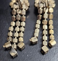 Vintage Chandelier Screw back Earrings Amber & Brown Apricot hues Gold Tone 45mm