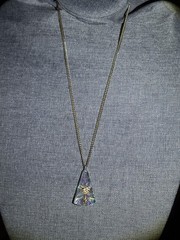 Vintage Aurora Borealis Crystal Pendant With Gold Tone Chain And Palm Tree