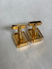 Vintage Initial K Cufflinks Gold Tone Square Geometric Monogram Mens Jewelry⁠