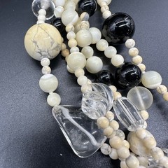 Vintage Statement Necklace Kylo Kai Yin Lo 6 Strand Stone Glass Plastic Bead 80s
