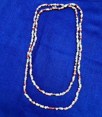 Necklace Gold Red White Pink Beads Vintage Estate 36″-Versitile- Ships From USA