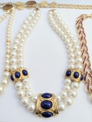 Vtg Costume Jewelry Necklace Signed Lot Faux Pearl Rhinestone Napier Monet Coro