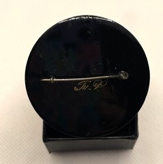 Vtg. Handpainted Floral Black Lacquered Brooch Made In Russia Signed