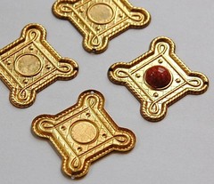 2 Hole Raw Brass Square Connector Pendant with 9mm Setting (4) mtl366